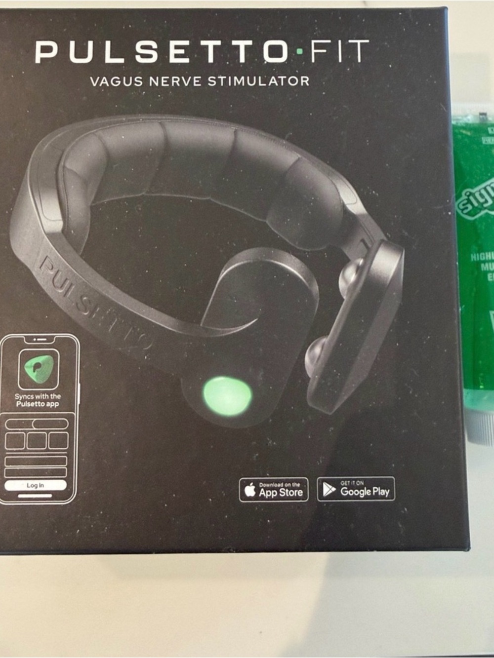 Pulsetto-Fit Vagus Nerve Stimulator — Black with Green Accent
